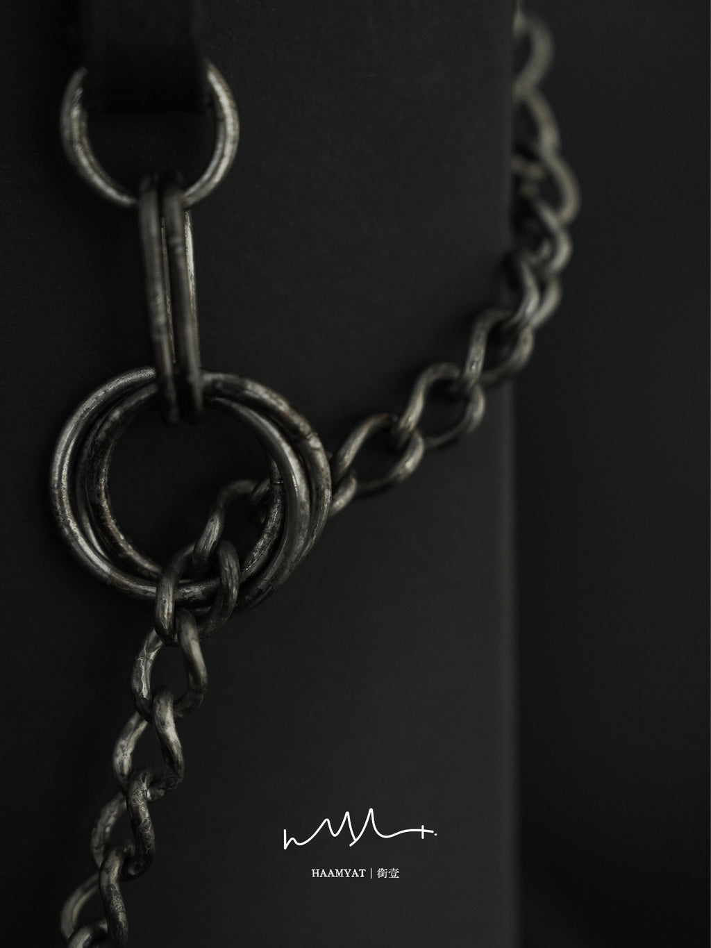 HAAMYAT Handcrafted Black Leather Chain Collar and Lead