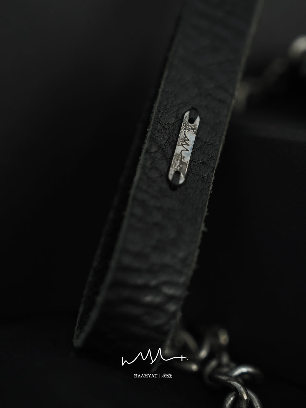 HAAMYAT Handcrafted Black Leather Chain Collar and Lead