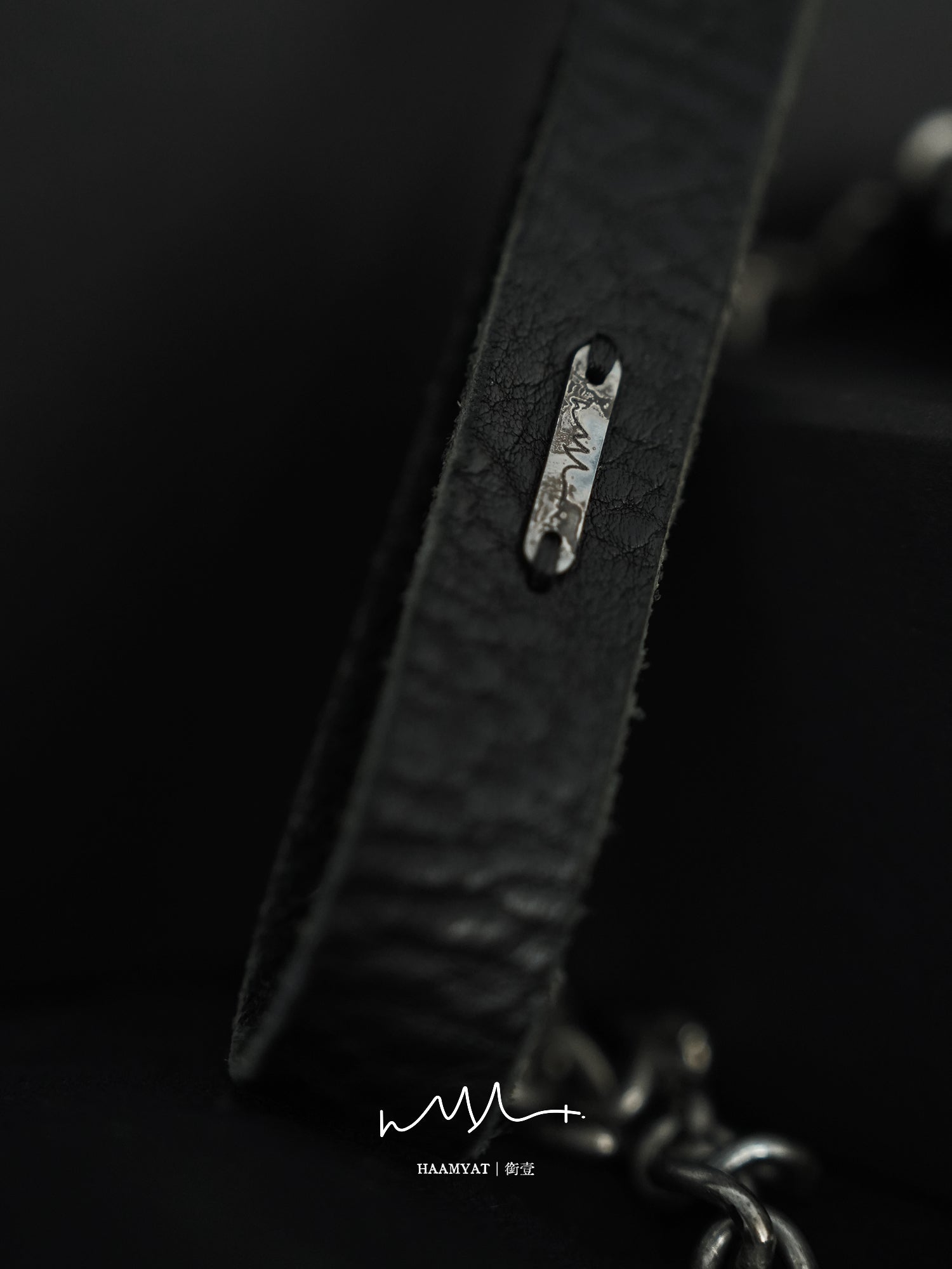 HAAMYAT Handcrafted Black Leather Chain Collar and Lead