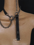 HAAMYAT Handcrafted Black Leather Chain Collar and Lead
